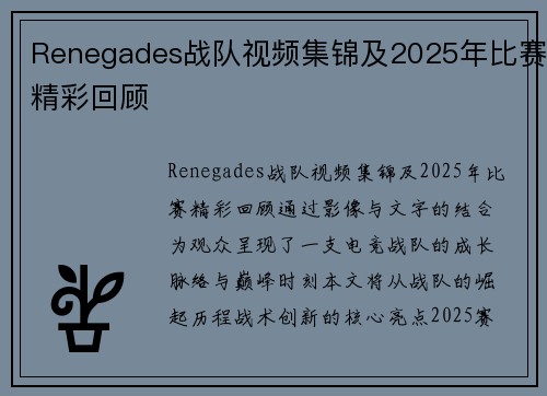 Renegades战队视频集锦及2025年比赛精彩回顾